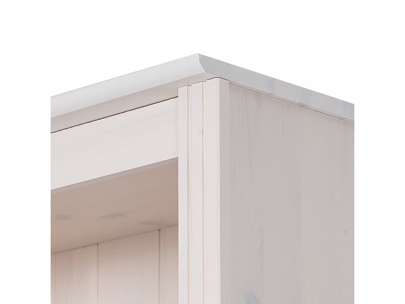 Kit com 3 estantes com portas nas laterais em Madeira Maciça – na cor branco lavado | Coleção Biblioteca